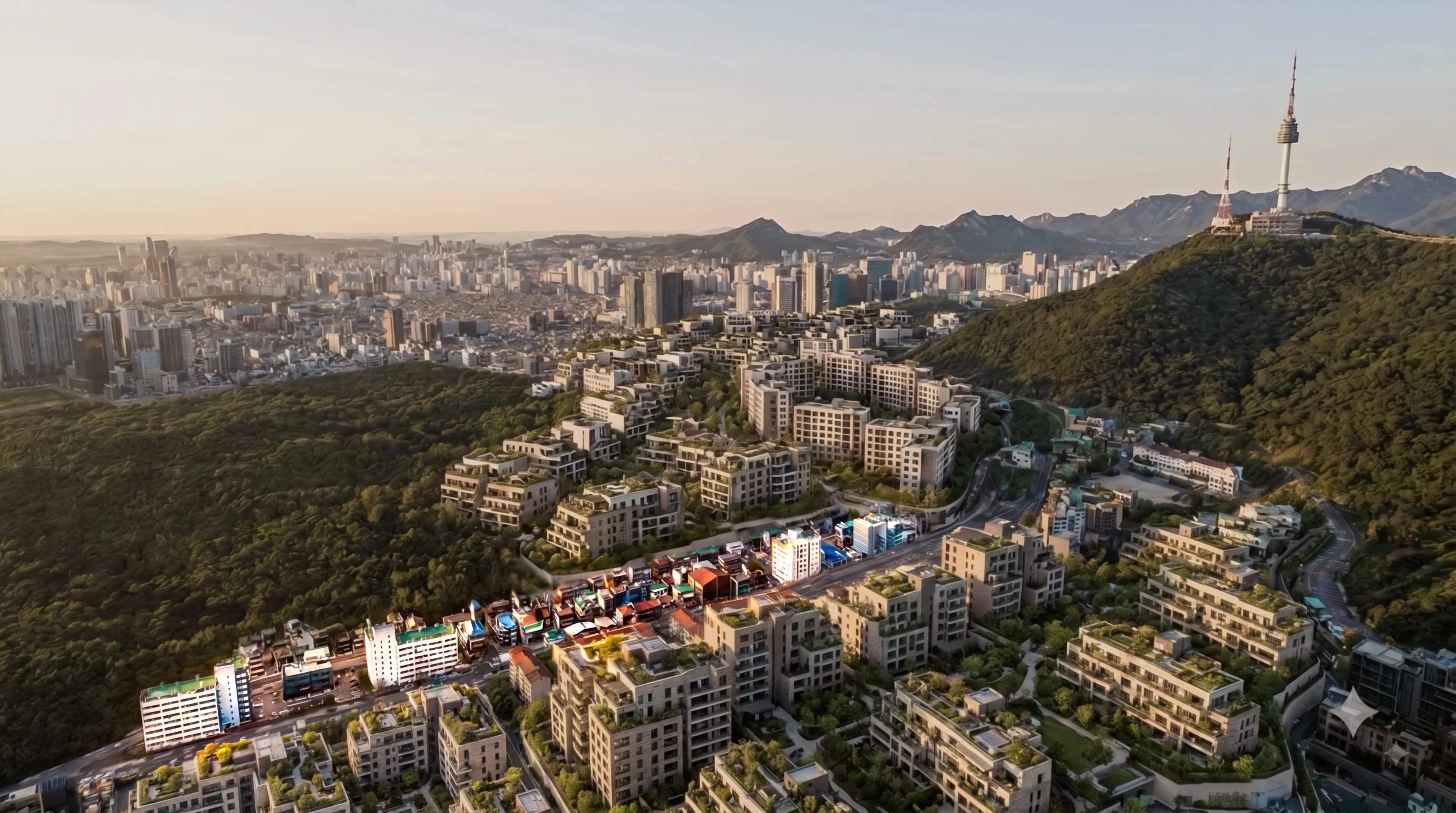 남산과 용산공원 사이, 재개발 미지정 관심지역 일대 항공 전경